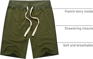 Shorts en molleton décontractés pour hommes, en coton, texture douce, coupe décontractée, taille élastique, style de détente estival, style de sport - Product Image 4