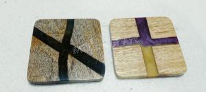 Best Quality Classic Style <b>Wood</b> and Epoxy Resin Coasters Wooden Resin <b>Edge</b> Drink Coffee Coasters - Product Image 2