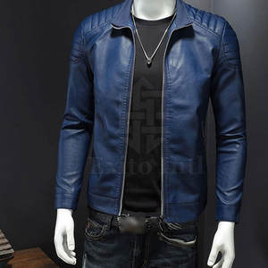 แจ็คเก็ตคอตั้งหนังวัวสำหรับผู้ชายสไตล์สตรีทพร้อมซิปมีให้เลือกทุกสีและขนาด - Product Image 4