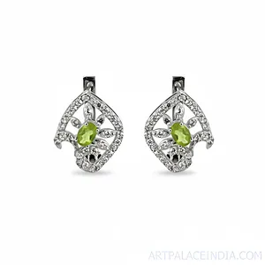 Pendientes con Forma de Flor con Incrustaciones de Cristales de Imitación, Joyería de Lujo para Uso Diario de Mujer - Product Image 3