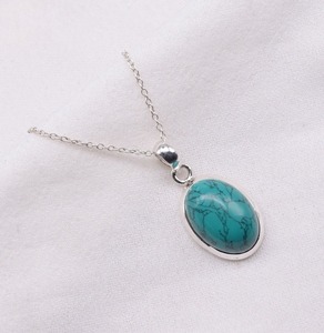 Colgante de piedras preciosas turquesa de Plata de Ley 925, joyería hecha a mano de estilo bohemio con chapado en oro, regalo clásico para mujer o esposa - Product Image 1