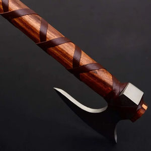 Tomahawks Burraq personnalisés de 19,5 pouces en acier au carbone, manche en bois de rose barbu, étui en cuir, camping, cadeau de plein air, papa, fait à la main, bricolage - Product Image 2