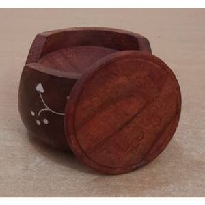 Manufacturer Wood & Brass Inlay Metal Inlay <b>Set</b> Custom square Black Wood & Brass Inlay Pallet <b>Coasters</b> - Product Image 2