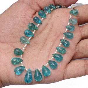 Cuentas de Apatita Azul AAA de 6x10mm-9x16mm, Forma de Lágrima Lisa, Cuentas de Gema Semipreciosa de Apatita Natural, Cuentas en Forma de Gota para Joyería - Product Image 4