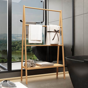 Bamboo <b>Freestanding</b> Drying Rack for Bathroom <b>Shelves</b> for Storage and Organization - Product Image 6