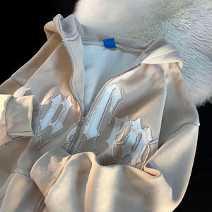 Sweat-shirts à capuche de haute qualité avec logo brodé personnalisé, bas côtelé, coton épais uni, vêtements de rue - Product Image 4