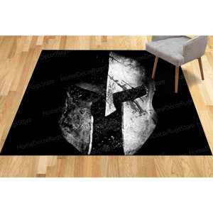 Tapis imprimé Molon Labe, casque spartiate - Design moderne, doux, luxueux, avec tapis en poils doux - Product Image 1