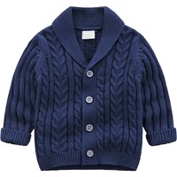 Oferta Caliente: Suéter de Invierno para Bebés, de Algodón/Acrílico Grueso, Antiarrugas, Transpirable, con Cuello Tipo Chal, Ecológico, de Manga Larga y Bordado para Niños