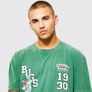 T-shirt délavé à l'acide 100% coton Style streetwear vintage Logo personnalisable Respirant Écologique Devant vierge Direct usine - Product Image 3