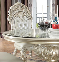 Ensemble de table à manger pliable moderne européen de luxe 5 pièces, en bois de mahogany massif sculpté à la main, chaises en similicuir, finition argentée, pour hôtel