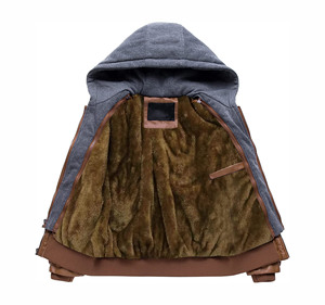 Vestes en cuir mince de qualité professionnelle avec capuche amovible 100% personnalisation OEM ODM Service processus de revêtement de tissu de toile - Product Image 4