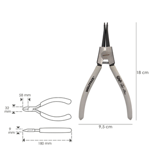 Pinze per Rondelle Esterne Diritte 175mm. Acciaio DIN 5254 - Product Image 2