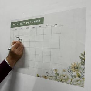 Organizador planificador mensual reutilizable modelo-16, vidrio de poliestireno duradero/madera, pizarra blanca de borrado en seco, superficie, electricidad estática - Product Image 4