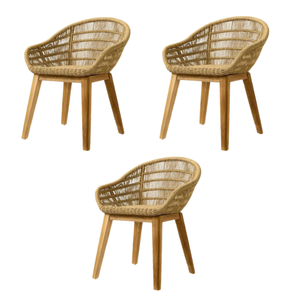 Chaise moderne et élégante en rotin et osier avec pied en bois, chaise de salle à manger, matériau écologique pour restaurant et hôtel - Product Image 5