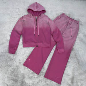 2025 sweat à capuche à manches longues et joggeurs strass ensemble simple et scintillant en coton strass survêtement ensemble - Product Image 1