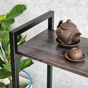 Kit d'assemblage d'étagère à 3 niveaux en bois de caoutchouc KTB68180 140x35x110cm pour salon - Product Image 3