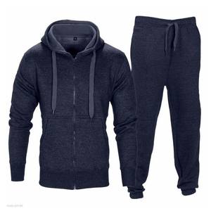 Chándal de invierno para hombre estampado azul marino con cremallera pantalones cierre de cordón ligero algodón polar Joggers-Ropa deportiva - Product Image 1