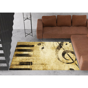 Alfombra con diseño de clave de sol, alfombra con notas musicales, alfombra marrón, alfombra para sala de música, alfombra personalizada, alfombra suave con pelo largo - Product Image 2