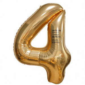 Palloncino Foil Numero 4 Oro 1M per Feste, Riempibile con Elio, Decorazione per Feste - Product Image 2