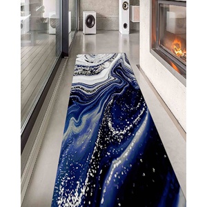 Navy Blue Marble <b>Rug</b>: Silver Alcohol Ink, Contemporary Style,<b>Chenille</b> <b>Rug</b> - Product Image 5