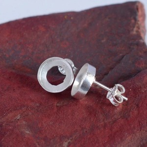 925 argent Sterling rond boucle d'oreille montage 3x3 à 30x30mm lunette tasse pousser arrière goujon réglage bijoux faits à la main bijoux cadeau pour maman - Product Image 3