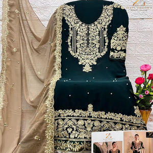 Exquisito invierno interior elegante Dupatta Heavy Fox Georgette Gharara bordado impresionante Shantoon opaco para ropa India pakistaní - Product Image 1