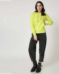 Pull à capuche en polaire vert lime pour femme, manches longues, doux, chaud, poche kangourou sur le devant, logo personnalisé, décontracté, respirant, hiver - Product Image 5