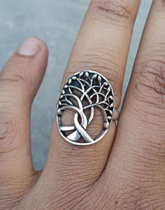 แหวนเงินสเตอร์ลิง925แฟชั่นสำหรับผู้หญิงเครื่องประดับเงินทันสมัยดีไซน์ต้นไม้ไม่ซ้ำใครส่งออกเครื่องประดับตามความต้องการ - Product Image 2