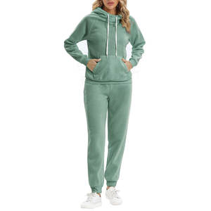 ชุดวอร์มแบบสวมหัวสำหรับผู้หญิงชุดวิ่งสองชิ้นพร้อมเชือกผูกสำหรับฤดูหนาวดีไซน์ใหม่ - Product Image 2