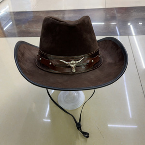 หมวกคาวบอยตะวันตกสำหรับผู้ชายหมวกคาวบอยหนังกลางแจ้งหมวกคาวบอยสำหรับผู้ชายหมวกแฟชั่นหนังแท้ออกแบบได้ตามต้องการใหม่ - Product Image 3