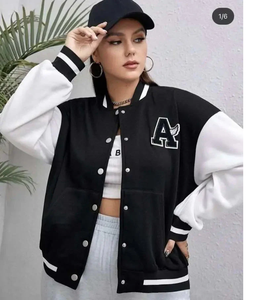 เสื้อแจ็กเก็ตเลตเทอร์แมนสำหรับสตรีเสื้อแจ็กเก็ตผ้ากำมะหยี่ลายปักตามสั่งสำหรับใส่แซมมี่ - Product Image 6