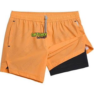 กางเกงขาสั้นรัดรูปสำหรับผู้ชายกางเกงชายหาดเนื้อผ้าผ้าใบระบายอากาศได้ดีแห้งเร็วสำหรับออกกำลังกายในฤดูร้อน - Product Image 4