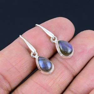 Boucles d'oreilles classiques bijoux pour femmes argent Boho Style bijoux 925 argent Sterling Labradorite pierres précieuses boucles d'oreilles faites à la main cadeau - Product Image 4