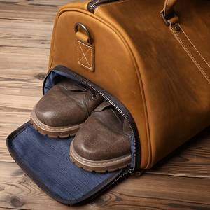 Bolsos de viaje de lujo de gran capacidad para hombre, bolso de hombro de lona de cuero de vaca genuino, almacenamiento portátil de cuero Real de marca de moda - Product Image 4