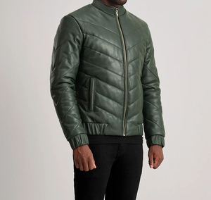 Veste en cuir matelassée personnalisée pour homme, couleur personnalisée, col montant, imperméable, respirante, chaude pour l'hiver, décontractée, avec logo sur le devant - Product Image 2