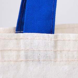 Sac fourre-tout en coton écologique personnalisé avec poignées bleues Saks 14x16, sac recyclable avec logo - Product Image 6