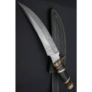 Cuchillo Bowie de caza de acero de Damasco hecho a mano personalizado con mango de cuerno de agarre cómodo compatible con OEM - Product Image 2