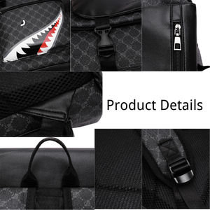 กระเป๋าเป้สะพายหลังผู้ชายทันสมัย ทำจากหนัง PU พร้อมซับในไนลอน ช่องเสียบ USB และดีไซน์กันน้ำ - ความจุขนาดใหญ่ เหมาะสำหรับพักค้างคืน - Product Image 4