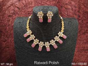 Rajwadi polonais beau Kemp Design fête porter belle Designer porter fantaisie Style Kemp bijoux accessoires collier court ensemble - Product Image 4