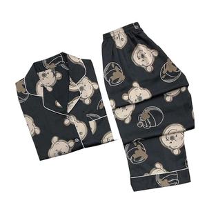 Pijamas de Mujer para Invierno y Verano, Cintura Elástica, 100% Algodón, Secado Rápido, Transpirable, Cuello de Solapa de Satén de Seda, Tinte Liso, OEM/ODM - Product Image 6