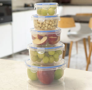 Contenedores de almacenamiento de alimentos por inyección de PP de 5 piezas, tapas transparentes con cierre a presión, aptas para microondas, sin BPA para el almuerzo, preparación de comidas, almacenamiento de sobras - Product Image 5