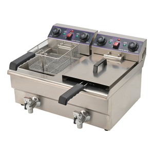 <span class=keywords><strong>Friteuse</strong></span> électrique commerciale à <span class=keywords><strong>double</strong></span> cuve pour comptoir de cuisine de restaurant, 10L, en acier inoxydable - Product Image 2