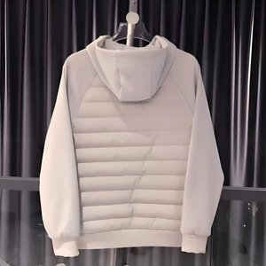 High Quality Custom Men's Oversized Sports Canvas Puffer Jacket Crew <b>Neck</b> Plain Dyed Zipper Closure Spring Front - Product Image 4