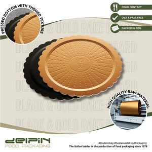 Fabriqué en Italie laminé jetable bord ondulé rond noir et or planche à gâteau carton taille différente prêt à expédier - Product Image 3
