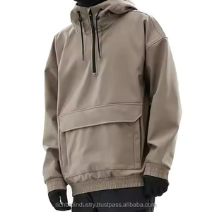 Veste de ski softshell tendance pour homme, coupe ample, imperméable, coupe-vent, sweat à capuche, 100% coton, broderie unie, teinture unie, personnalisable - Product Image 1