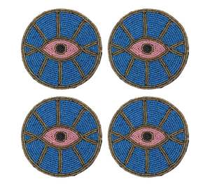 Posavasos de cuatro juegos de cucarachas bordadas de forma redonda con cuentas elegantes hechas a mano con alfombrilla de taza elegante y aspecto único para niñas - Product Image 4