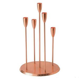 Bougeoir fait main moderne en métal plaqué cuivre à 5 bras en fer Design unique en relief Décoration de la maison Ins modernes de haute qualité Pâques - Product Image 1