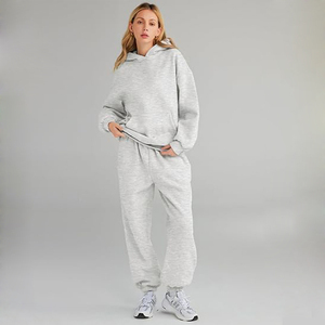 Survêtements en molleton de haute qualité pour hommes sport athlétique fermeture éclair à capuche pantalon de Jogging surdimensionné deux pièces vêtements de sport survêtement hommes - Product Image 1