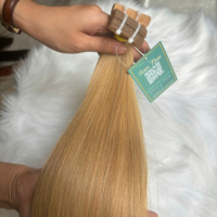 Vente en gros 100% Bande de Cheveux Humains dans les Extensions 16-28 Pouces 12A Blond Vierge Plus Os Droite Main Attachée Trame Cheveux Teints
