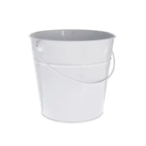 Poignée en bois fini blanc outil de nettoyage ménager poignée en bois de luxe seau seau seau enduit de poudre blanche - Product Image 1